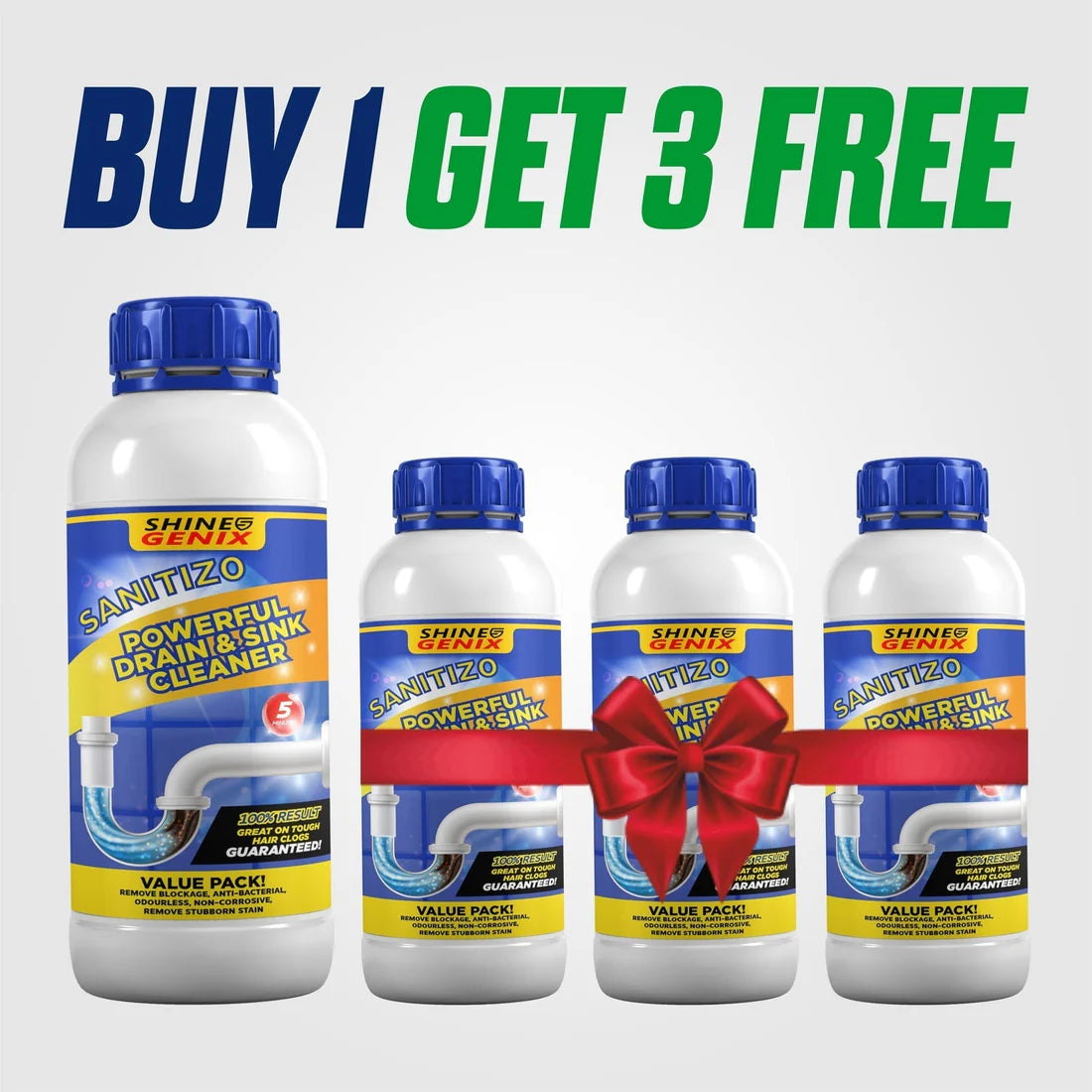 SANITIZO POWERFUL DRAIN & SINK CLEANER POWDER (PACK OF 4)